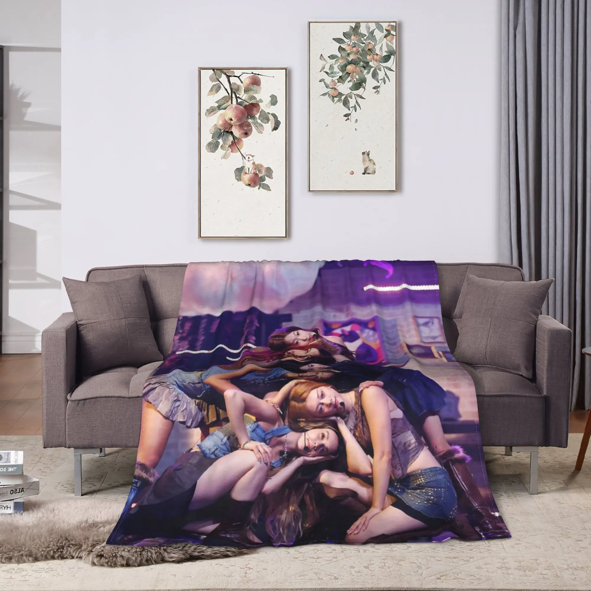 Katseye Kpop Girls  Warm Blanket  Child Plush Throw Blanket Print Couch Chair Flannel Bedspread Sofa Bed Cover