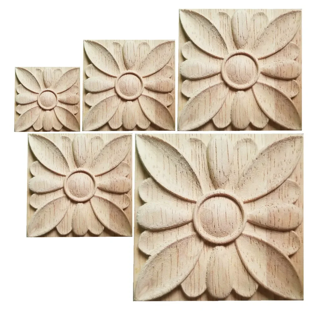 5-15cm Unpainted Wood Decal Applique Furniture Square Box Shavings Antique Home Decoration Accessories Craft Miniature