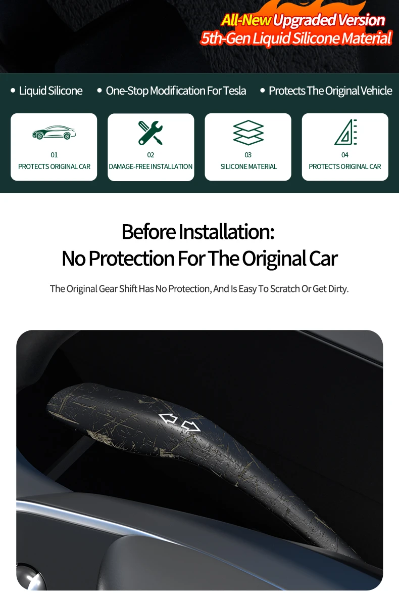 Für Tesla Model Y Juniper, Model 3 Highland & Model YL (2025-) Silikon-Lenksäulen-Schalthebelabdeckung Gangschaltungsschutz – Detail 2