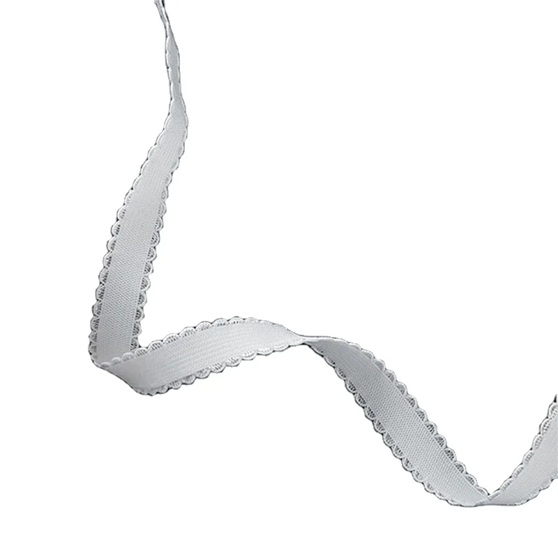 

Factory Wholesale Diy Clothes Sewing Lace Accessories 1cm 10mm White Elastic Cotton Knitt Webbing Ribbon Textile Upholstery Trim