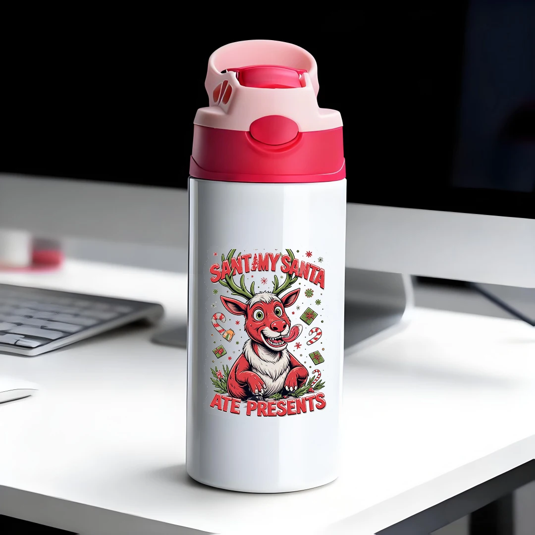 

304 stainless steel thermal cup cartoon Santa Claus straw cup kids portable straw cup Christmas gift thermal insulation an