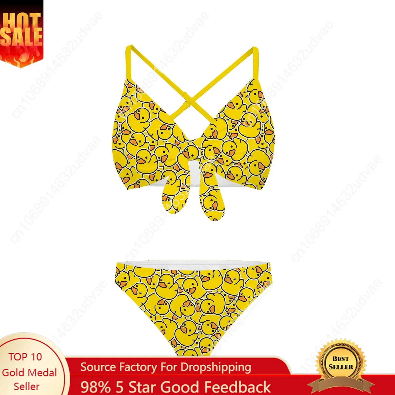 Yellow Duck Bathing Suits Cross Strap Suspenders Swimsuits Womens Personalized Bikini Pool Party Swimwear Customized Beachwear