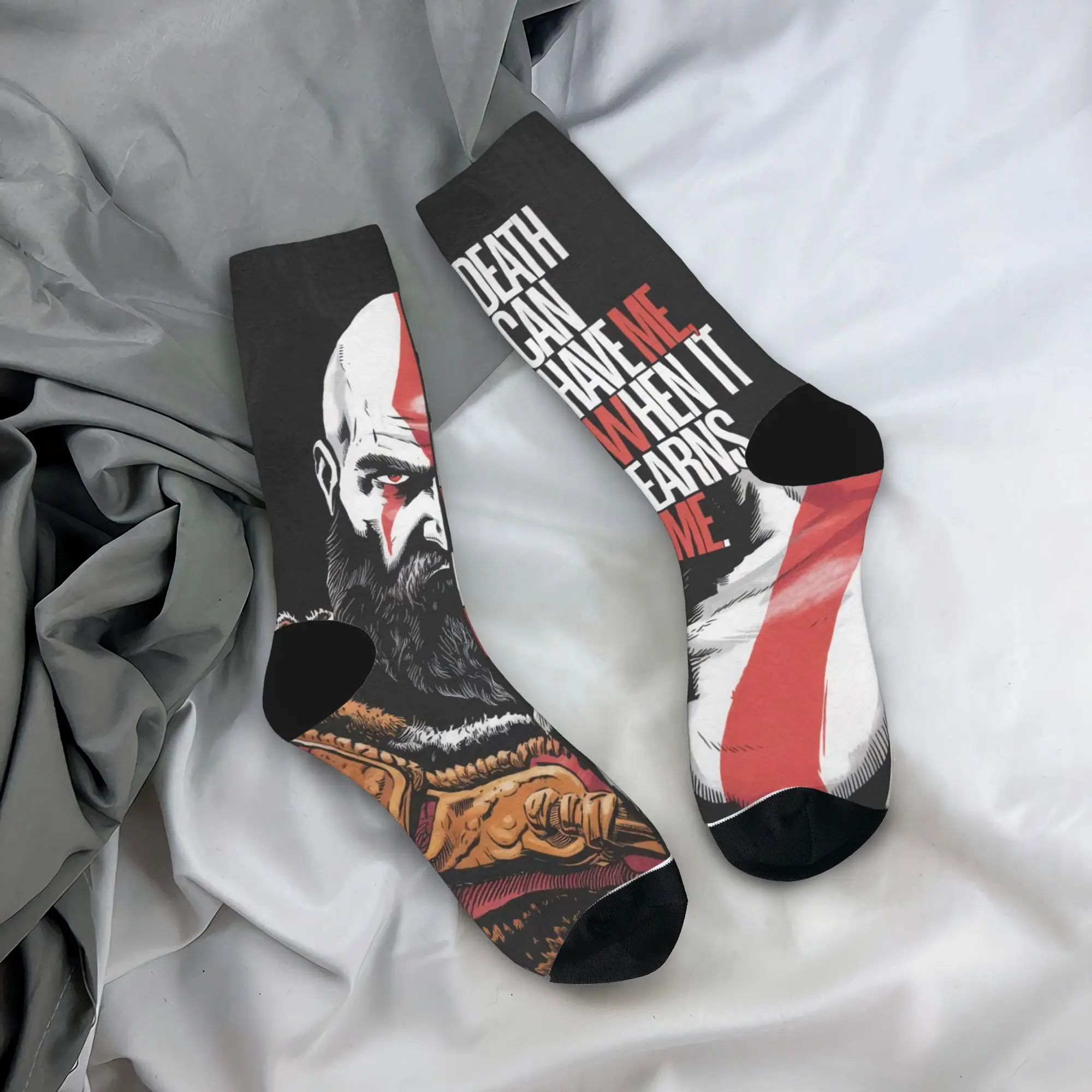 Kratos Socks God  War Games Korean Stockings Winter Non Slip Adults Men Socks Quality Design Running Sports Socks
