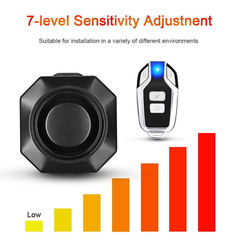 Gadpow RV Car Vibration Alarm Rechargeable Bike Motorcycle Burglar Alarm Security Detector Remote Control Waterproof