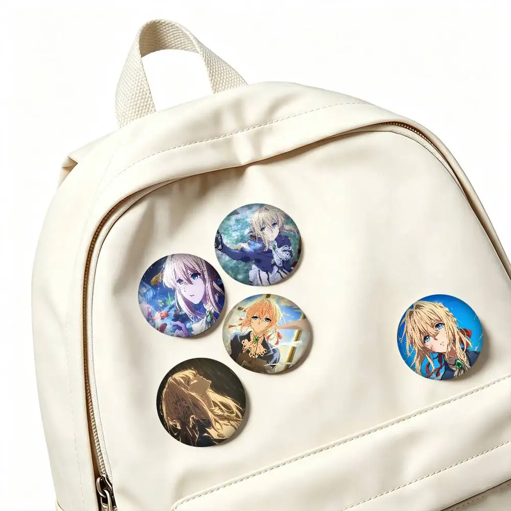 V-Violet Evergarden Anime  25mm 32mm 44mm 58mm 75mm Brooches Badges Pins for Accessories Gift