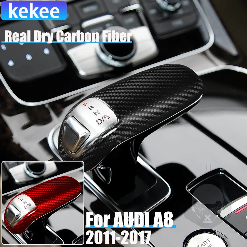 

Dry Carbon Fiber Car Accessories Gear Shift Lever Handle Cover Decorative Trim For AUDI A8 2011 2012 2013 2014 2015 2016 2017