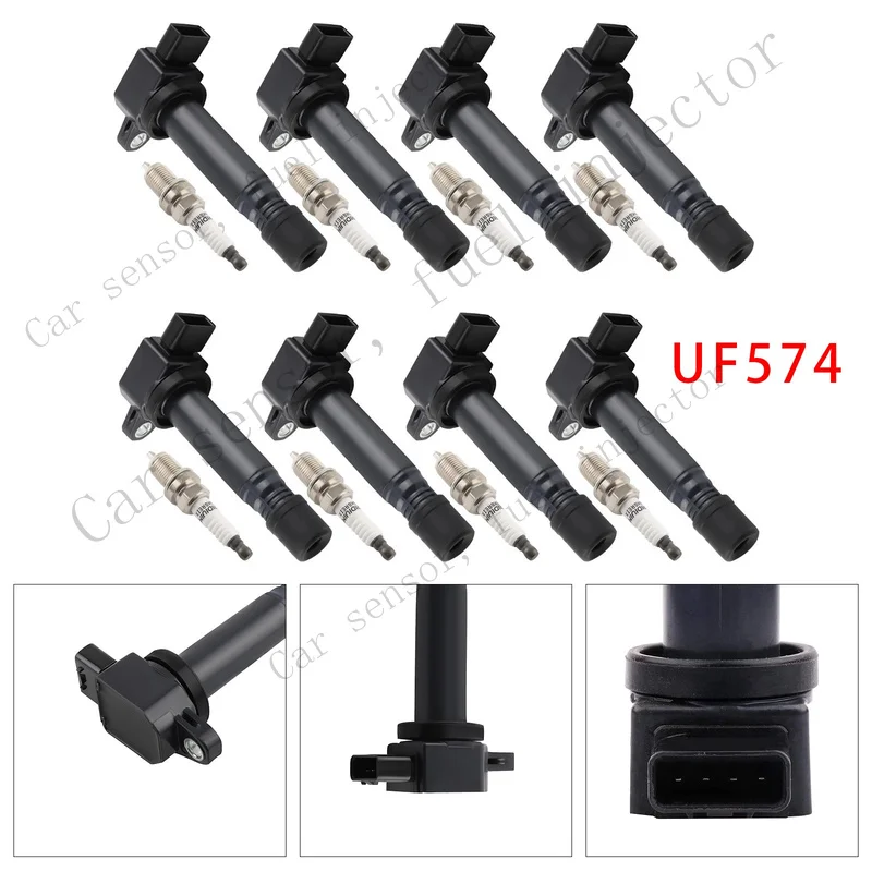 Q+ 8X Ignition Coil & Spark Plug UF574 For Volvo XC90 4.4L V8  2005-2010