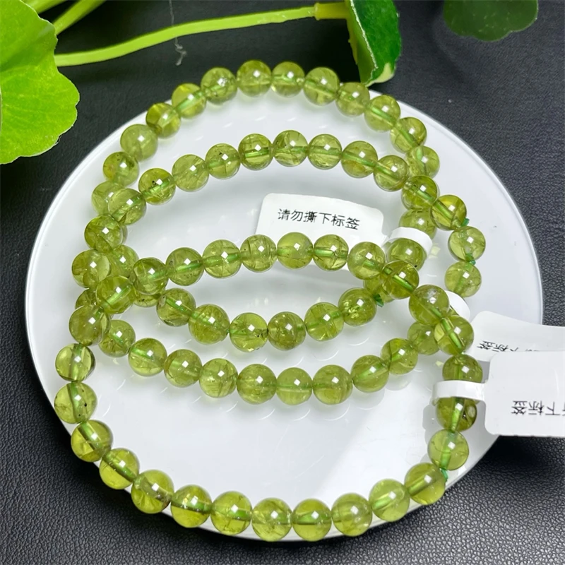 

7MM Natural Peridot Quartz Bracelet Handmade Crystal Jewelry Stretch Bangle Children Birthday Gift 1pcs