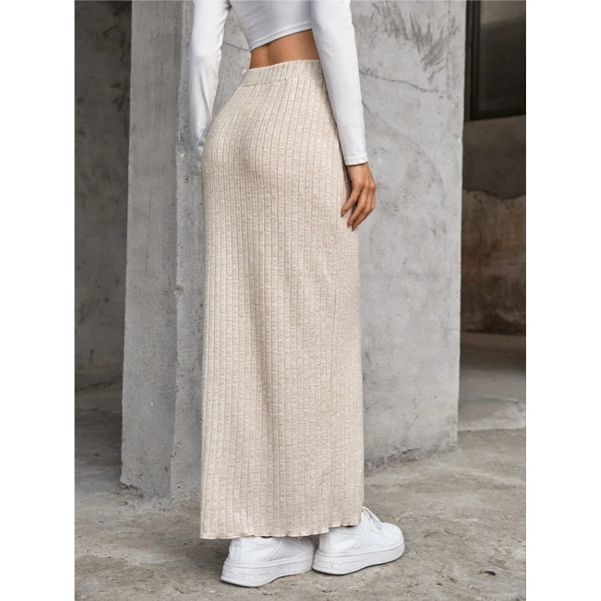 Fashionable High Waist Knitted  Skirt for Women Casual Style Autumn New Arrival Cross-Border Silk  Fiber Material