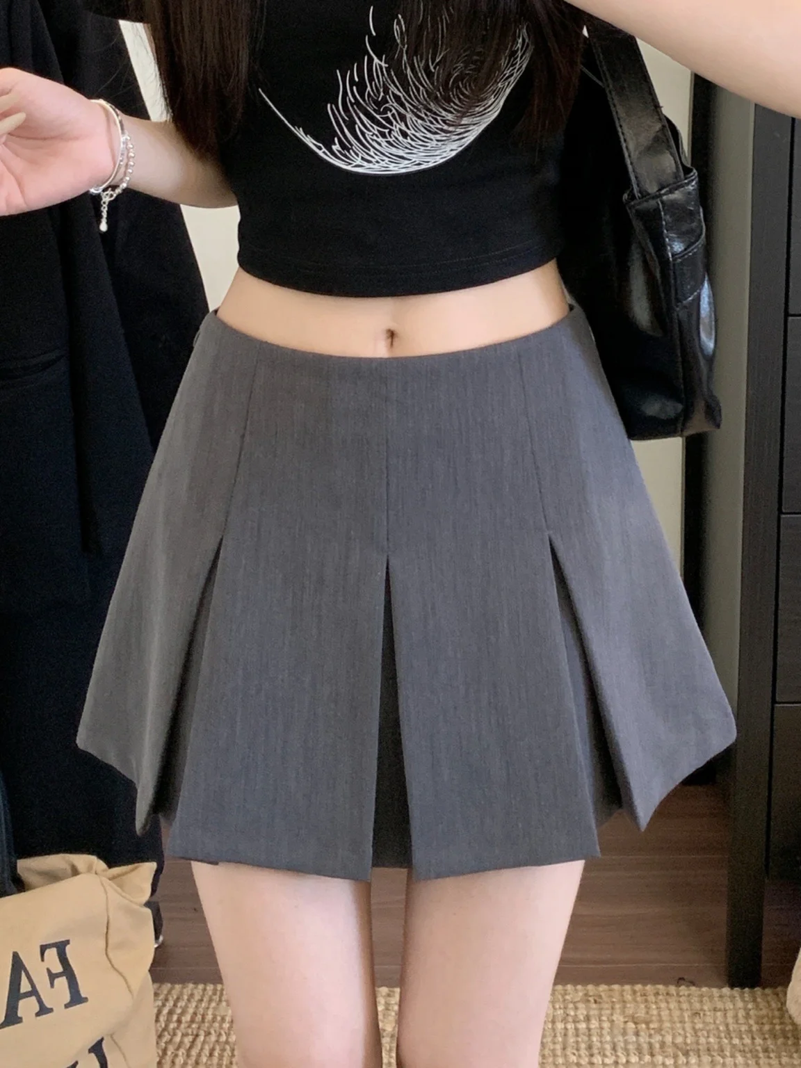 

High Waist A-Line Skirt plus Size College Style Age-Defying Pleated Versatile Design Summer New Arrival Women's Skirt