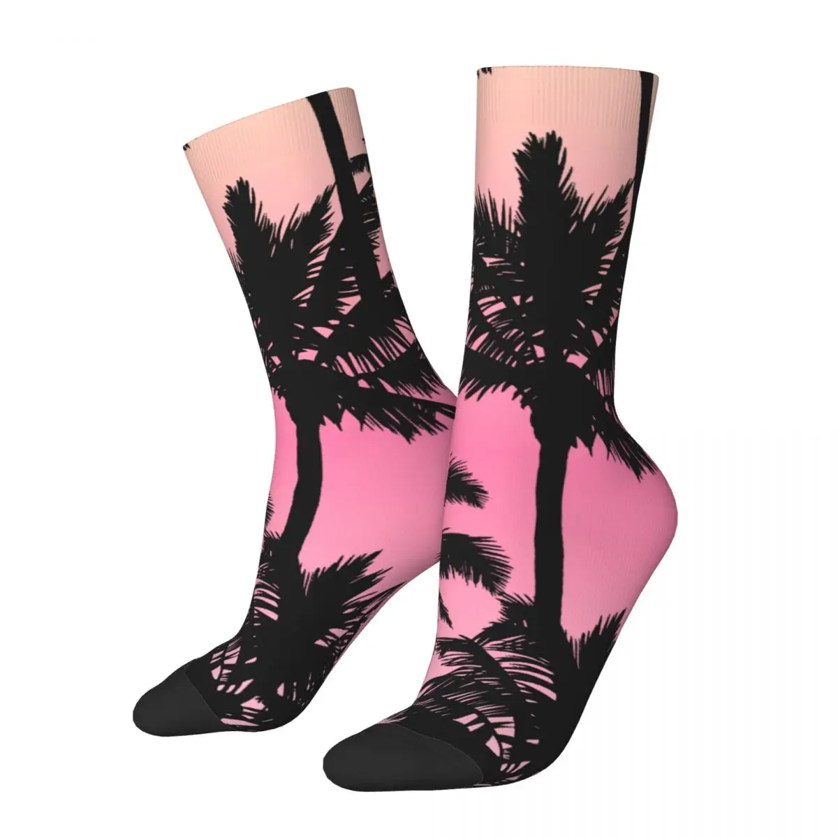 Casual Palm Tree Pattern Sports Socks Polyester Crew Socks for Unisex