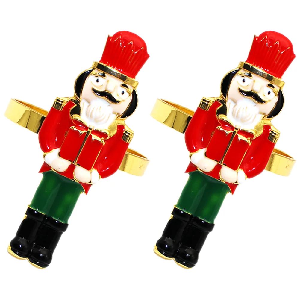 2Pcs Nutcracker Shaped Napkin Holders Christmas Table Decorations Fine Workmanship Accessory Nutcracker Napkin Rings