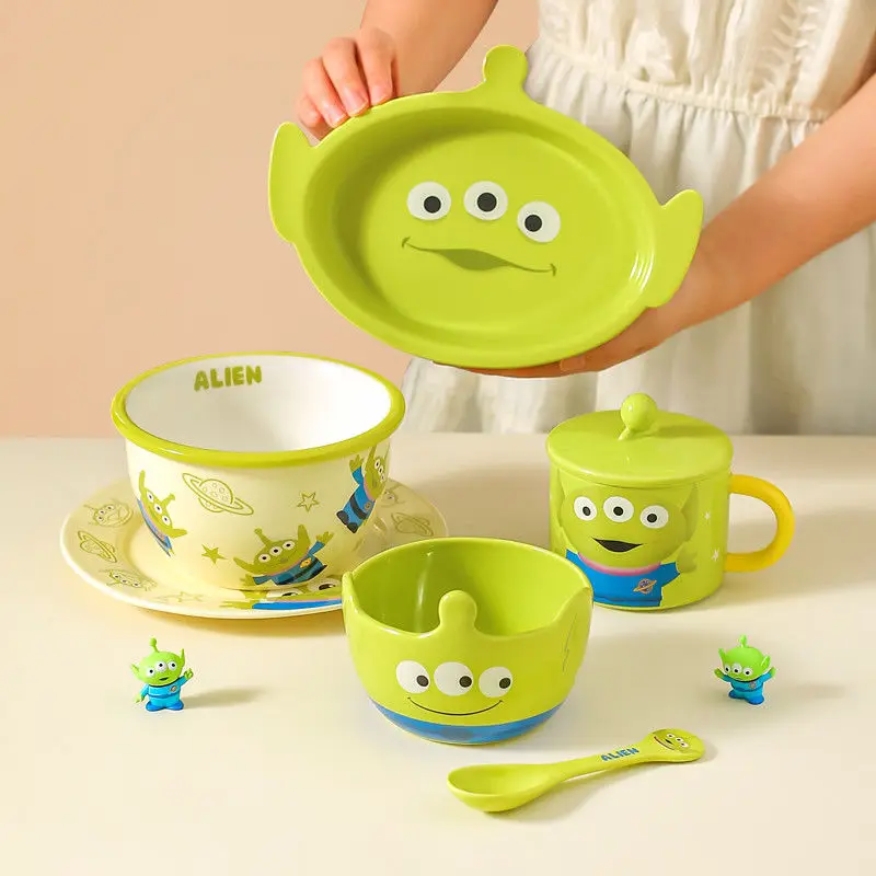 

Disney anime Kawashimaya Disney Alien Tableware Ceramic Bowl Household Cute Rice Bowl Plate Mug