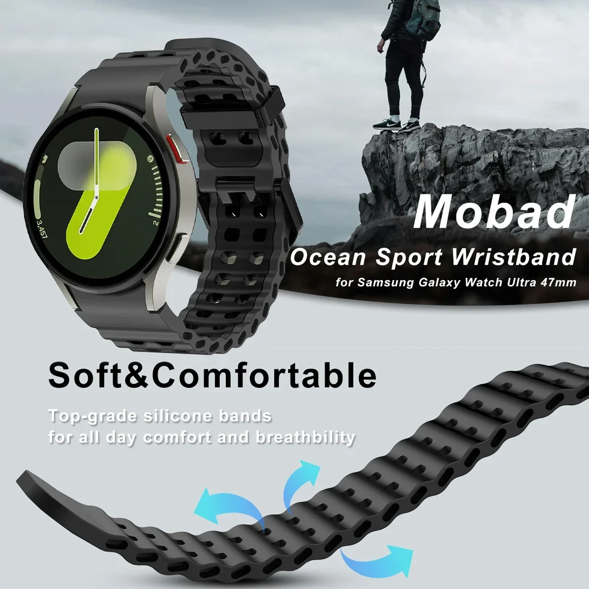 Cinturino in silicone No Gaps per Samsung Galaxy Watch 7 FE 6 5 4 40mm 44mm 4/6 Classic 42mm 46mm 43mm 47mm 5Pro 45mm Bracciale sportivo