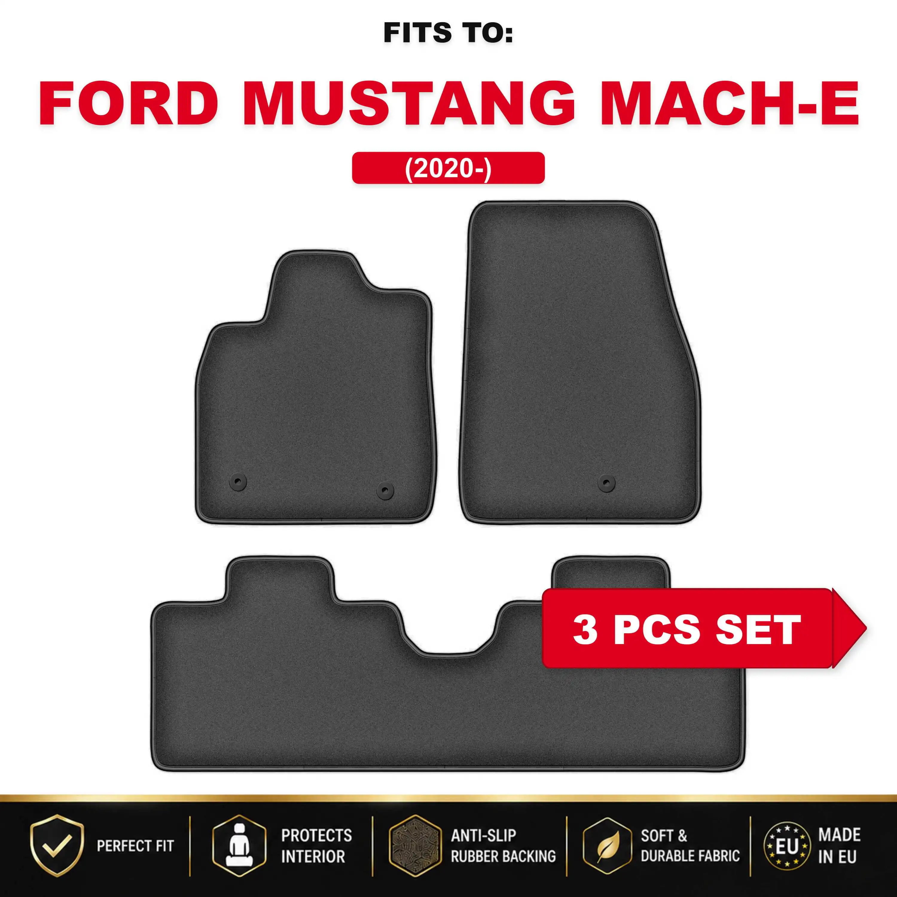 PREMIUM auto-velourmatten voor: Ford Mustang Mach-e 2020 - bijpassende automattenset