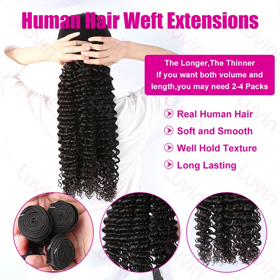 Deep Wave Curly Brazilian Boho 100% Human Hair Weave Bundles Loose Wave Raw Wholesale Bulk For Tissage Braiding Hair