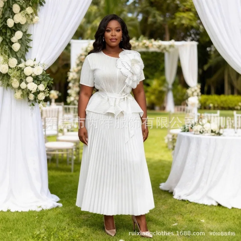 مياكي مطوي فساتين بلون Plisse 2025 مساء فضفاض حجم كبير مطرز فستان زهري كبير مجموعة الخريف ملابس عصرية جديدة #5