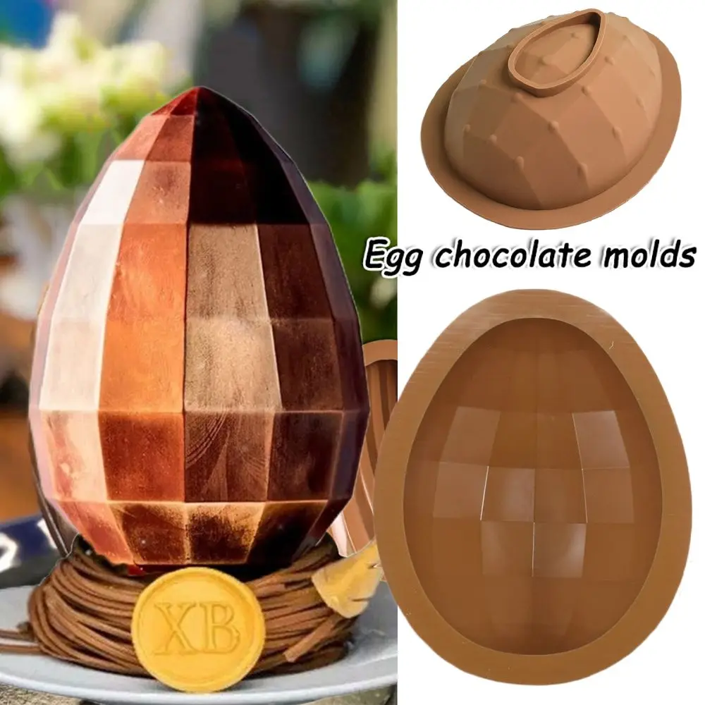 

Bakeware Happy Easter Jelly Breakable Diamond Half Egg Mousse Mould Chocolate Molds Easter Egg Silicone Mold