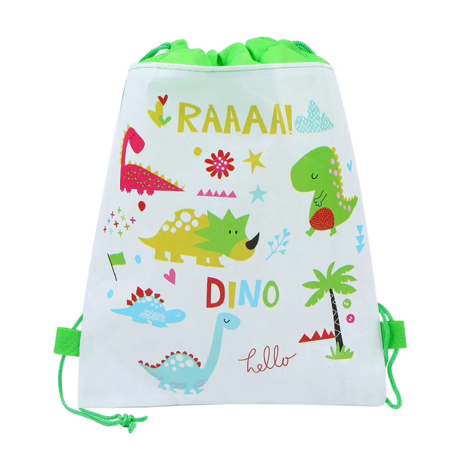 3/6/12pcs Cartoon Dinosaur Pattern Gift Bag Non-woven Fabrics Shopping Bag Theme Party Dinosaur Drawstring Backpack