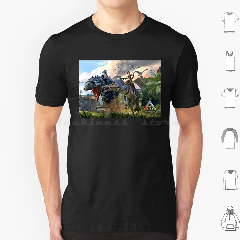 Game Survival T Shirt Cotton Men Women Diy Print Ark Ark Survival Evolved Survival Evolved Ask Survival Game Gaming Dinosaurs