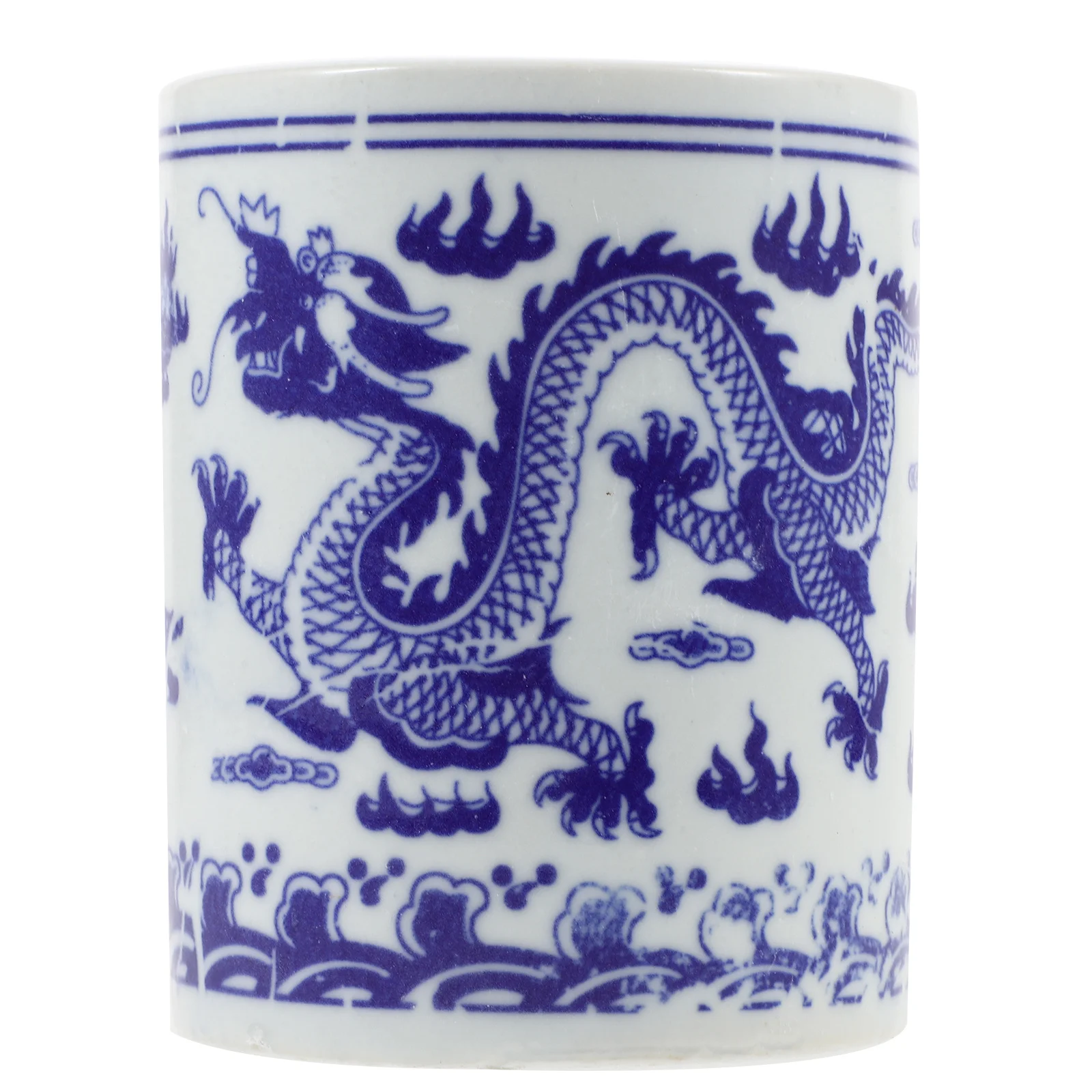 

Kitchen Utensil Holder Ceramic Chopsticks Organizer Blue and White Porcelain Fork Container Decor