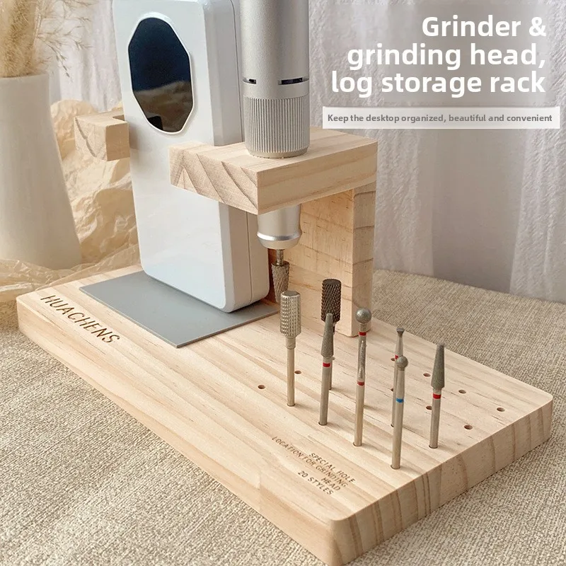 Wooden Nail Drill Storage Rack Integrated Grinding Head Box Organizer Special for Nail Salon Manicure Tool Storage - view 4