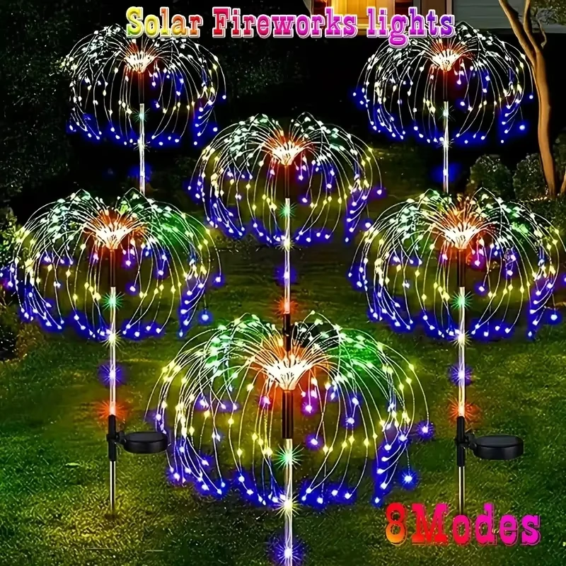 8 Mode Solar Powered Outdoor Grass Globe Dandelion DIY change Lamp 60/90/200 LED For Garden Lawn Decor Landscape Holiday Light