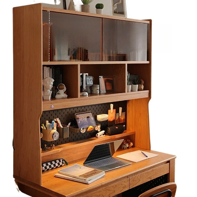

Cherry wood study table, bookcase, bookshelf integrated, home study