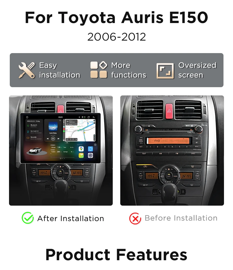 Junsun 7870 2K Wireless CarPlay Android Auto Radio für Toyota Auris E150 2006 2007-2012 GPS-Navigationsgerät 4G DSP DTS 360 FM – Detail 5