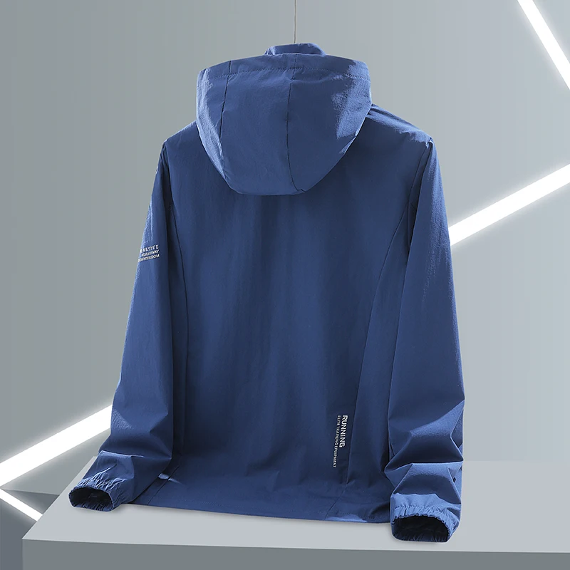 سترة الصيف كبيرة الحجم UPF50 + معطف الجلد طبقة واحدة تشغيل الرجال طبقة واحدة رقيقة الشمس حماية UvProof مقنعين الرجال سترة واقية #4