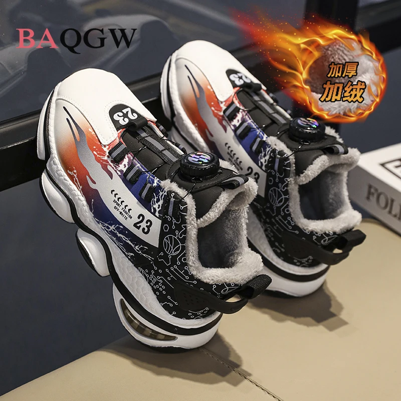 Winter Children Shoes Boys Sneaker Warm Plush Waterproof Kids Snow Shoes Fashion Outdoor School Sports Tennis Shoes for Boy