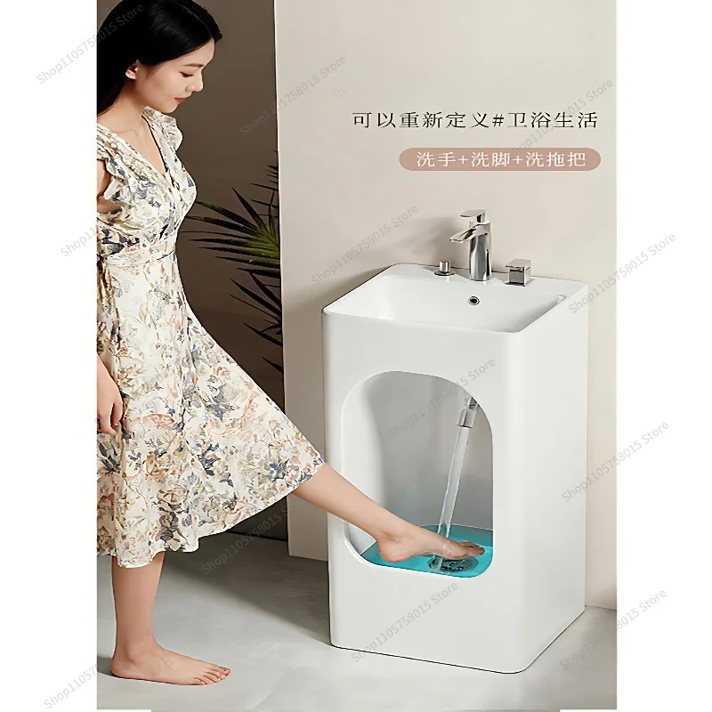 For household mop pool integrated pillar basin, bathroom balcony floor-to-ceiling wash basin