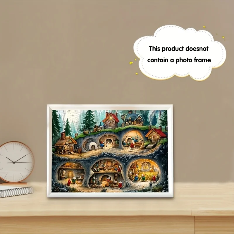 Rompecabezas de escena de pueblo de cuevas de enanos, rompecabezas temático de cuento de hadas para adultos, juego intelectual, rompecabezas decorativo para el hogar y el ocio