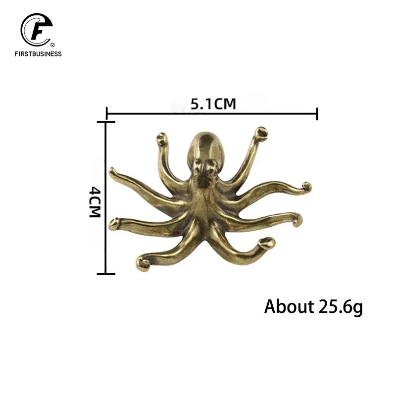 Retro Octopus Figurines Miniatures Solid Brass Sea Animal Statue Tea Pet Desk Ornament Lucky Home Decorations Accessories Crafts