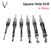 1Pcs 6-25mm HSS Twist Square Hole Drill Bits Auger Mortising Chisel Extended Saw for Woodworking Tools