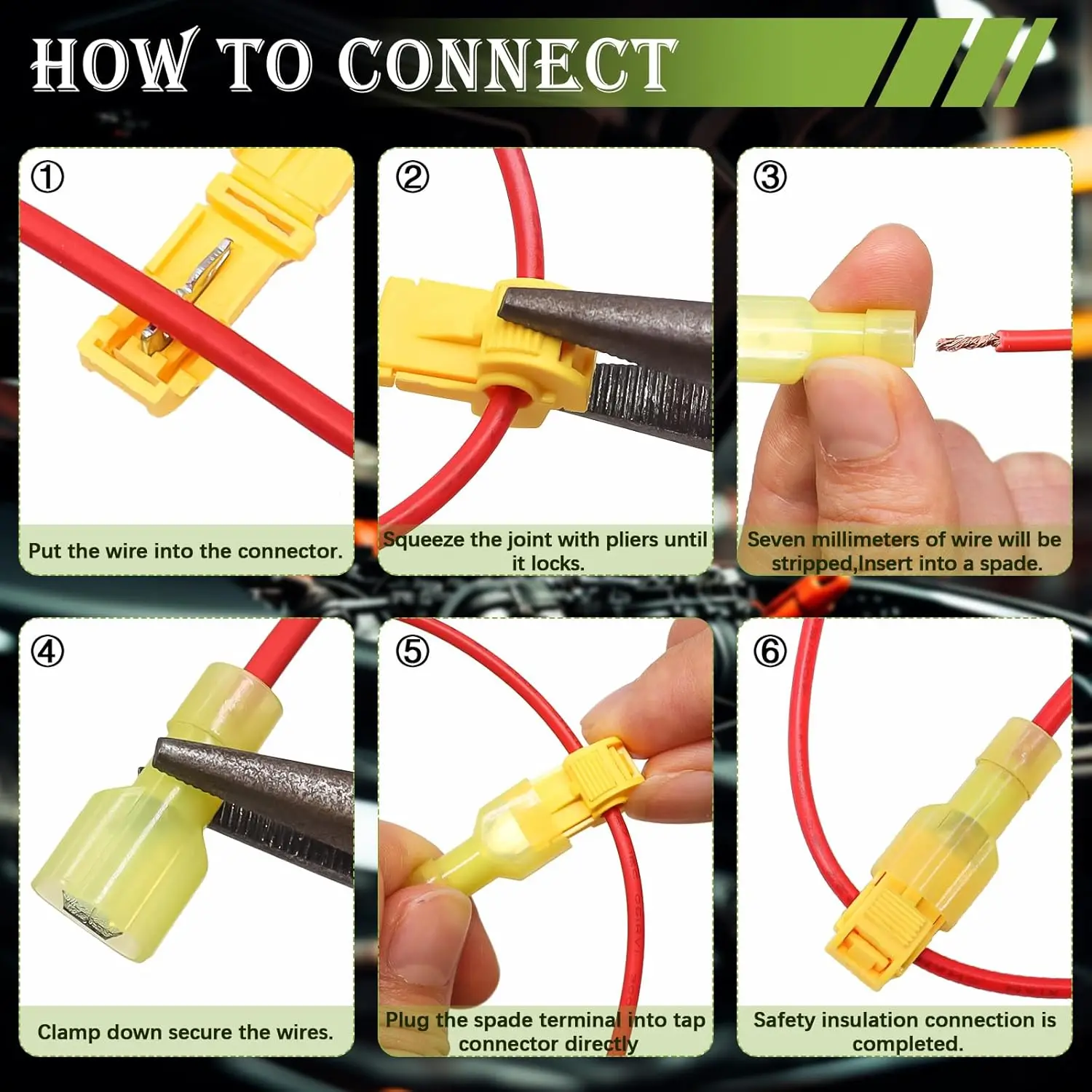Quick Splice Wire Terminals T-TAP Disconnect Self-Stripping with Nylon Fully Insulated Male Spade Electrical Terminals Kit