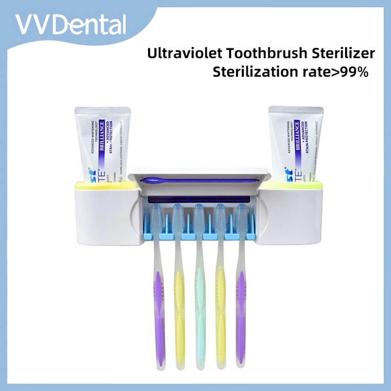 UV Toothbrush Sterilizer Rechargeable Wall-Mounted Perforation-Free Tooth Brush Holder With LED Display For Bathroom Dental Care