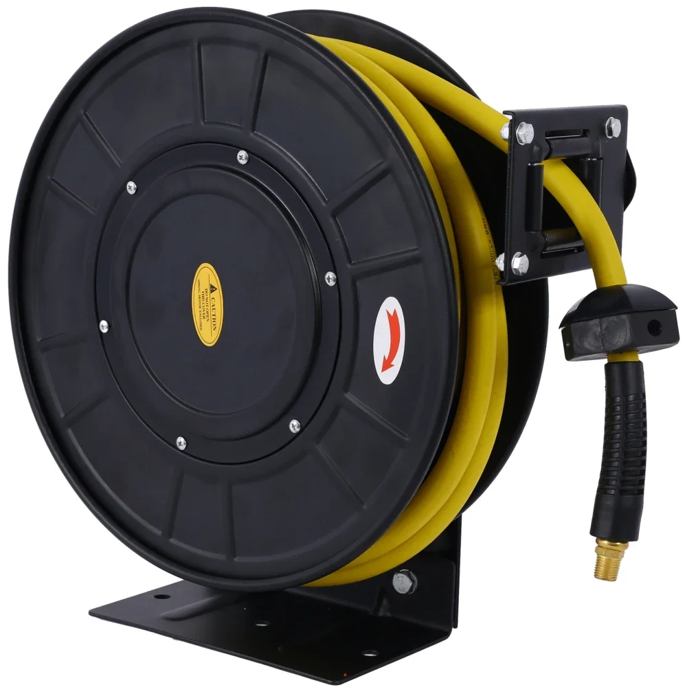 Air Reel retrattile 3/8 "pollici x 50 'piedi Premium Commercial Flex Hybrid Polymer tubo Max 300 PSI Heavy Duty Steel Frame