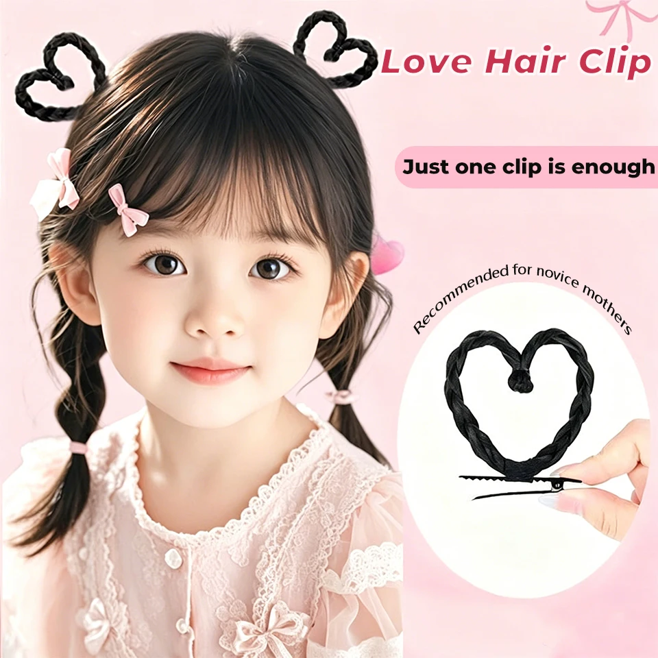 Children's hair accessories wigs heart-shaped braided hair clips hair accessories