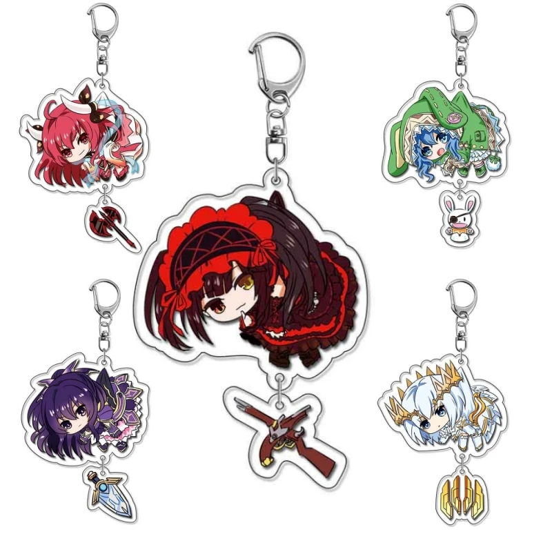 Anime DATE A LIVE V Acrylic Pendant Keychains Kurumi Tokisaki Accessories Car Key Chain Key Ring Phone Bag Hanging Jewelry Gifts
