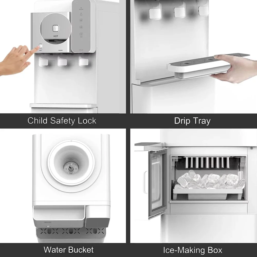 Top Loading Compressor Cooling 2 in 1 Standing Water Dispenser with Ice Making Function
