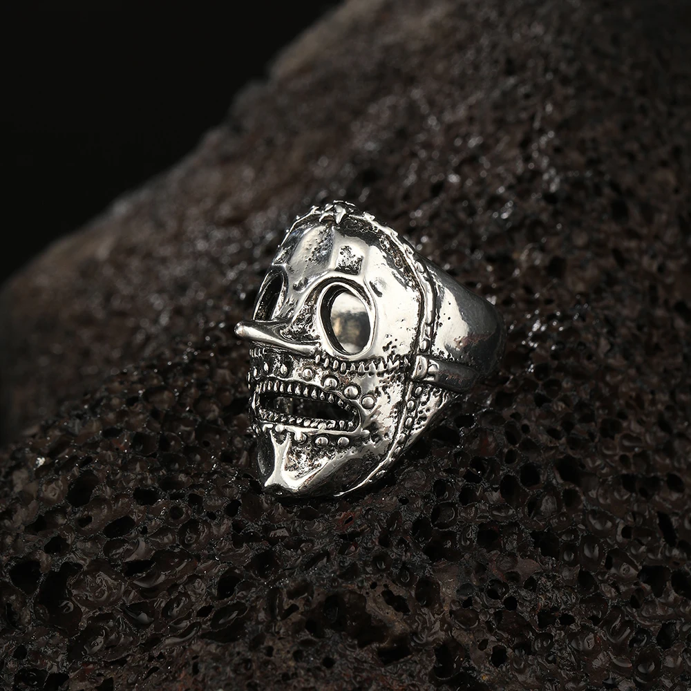 

Boutique New Retro Simple New Punk Hip-hop Skull Personality Men's Open Ring Robot Ghost Head Jewelry Wholesale