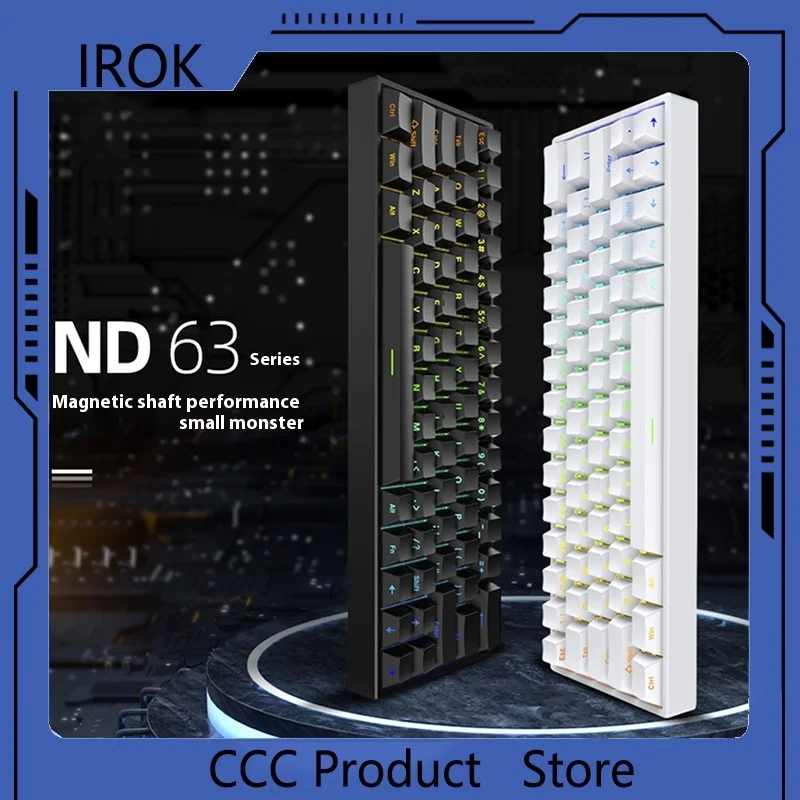 New IROK ND63PRO Magnetic Axis Mechanical Keyboard 0 Dead Zone Hot Plug Rgb Gaming 0.02mm Class Socd Keyboard Office Gaming Gift