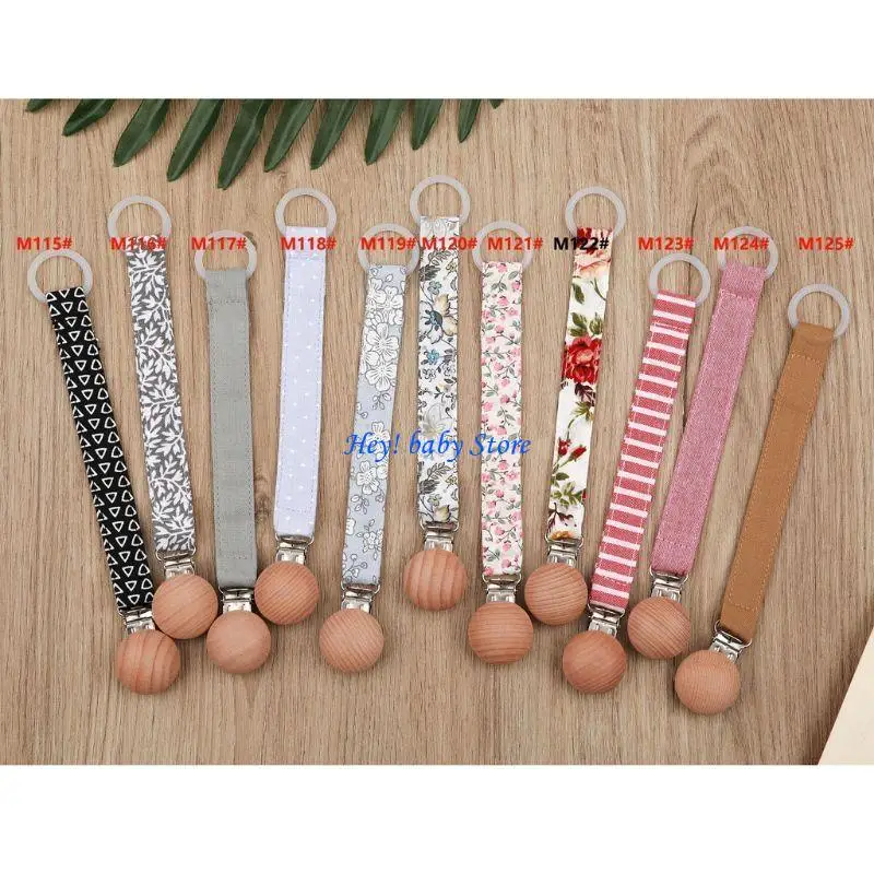 

Q1FE Baby Printing Pacifier Clip Chain Holder Cotton Soother Pacifier Clip Handmade Nipple Holder for Infant Nursing