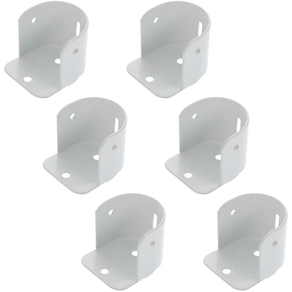 

6 Pcs Flange Seat Shower Curtain Rod Sockets Closet Holders Bracket Bar Iron Brackets Support