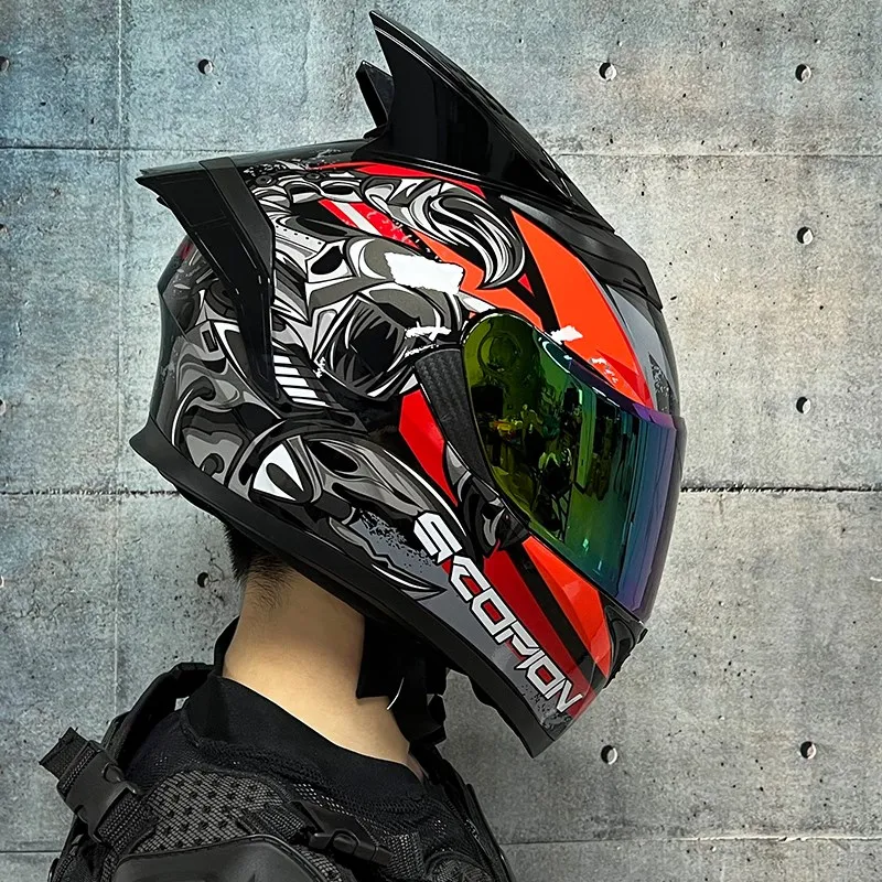 JIEKAI-casco de motocicleta de doble lente, protección de cara completa, certificado por DOT