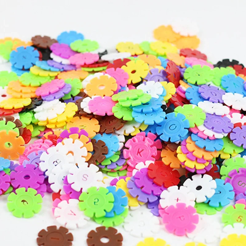 500 unidades/pacote blocos de construção crianças plástico abs forma floco de neve crianças brinquedo educativo montagem colorido modelo kit construção