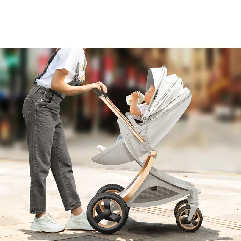 2024 novo carrinho de bebê 3 em 1 com berço e assento de carro casca de ovo couro pu carrinho de luxo de alta qualidade para transporte de recém-nascidos