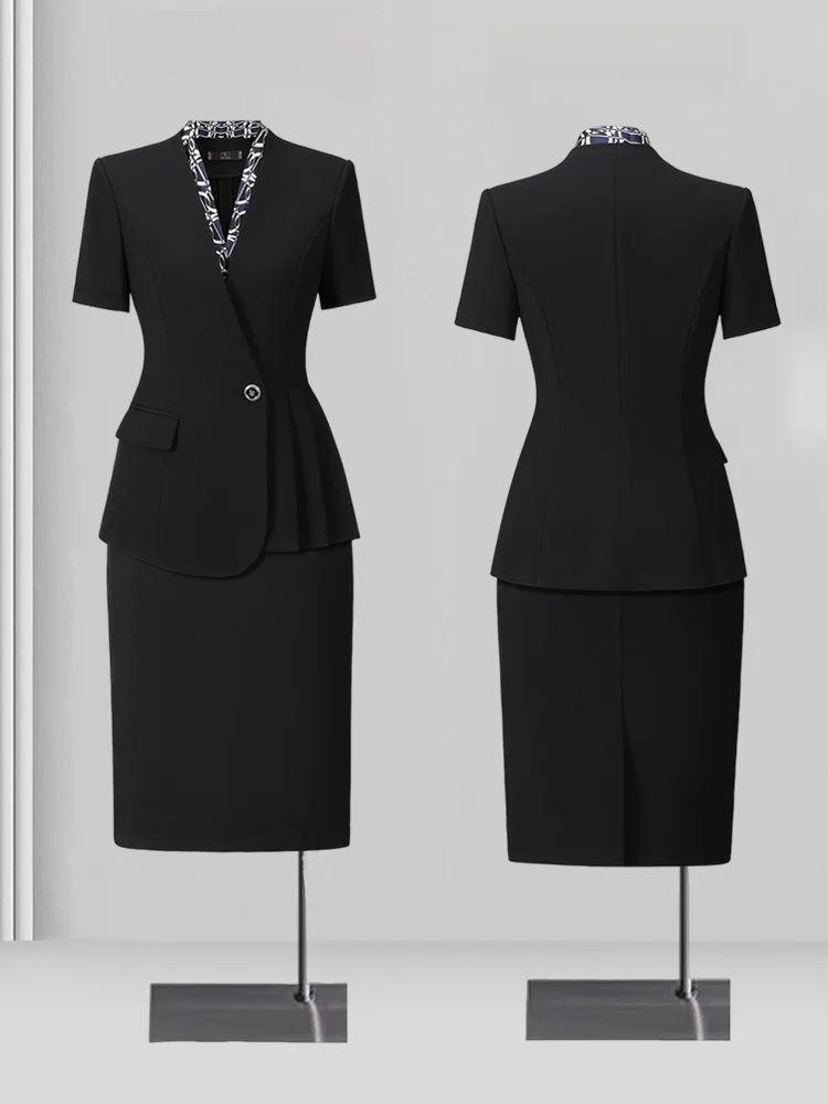 Black Suit Set for Women Commute Workwear Professional Clothing Office Uniform New 2026 Summer New Arrival Polyester Fabric