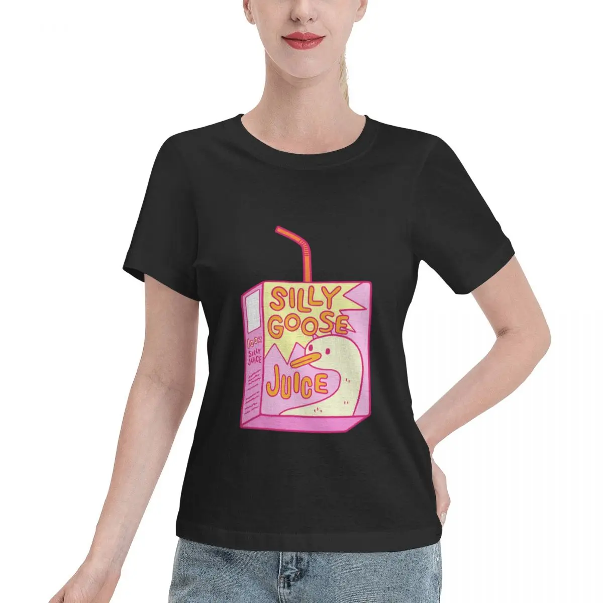Plus Size Available Silly Goose Juice Boxy Women's T-shirt Everyday Regular Fit Tee